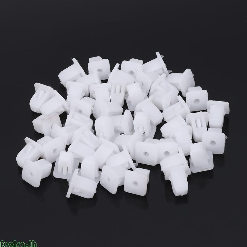 Feela 50 ชิ้นสีขาวสแควร์รถพลาสติก Push Pin Rivet Fasteners Trim Moulding คลิป