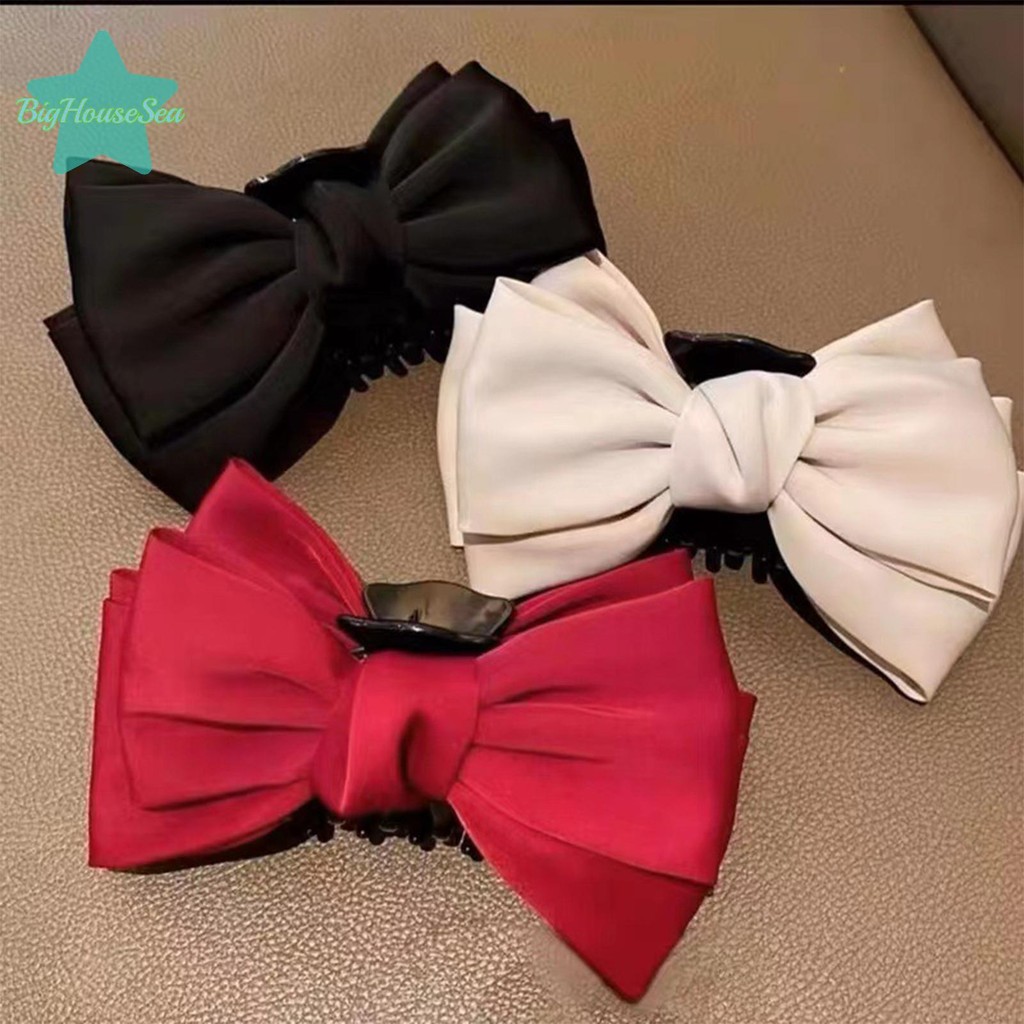 [BigHouseSea] Elegant Sa Big Bow Hair Claw คลิปสําหรับผู้หญิง Hairpins Clamps Crab Barrettes สาว Shark คลิปแฟชั่นอุปกรณ์เสริมผมใหม่