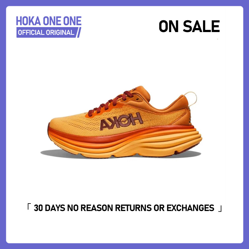 Authentic Hoka One One Bondi 8 " Orange ＆ White ＆ Black " Sneakers 1123202 Warranty 1 Year