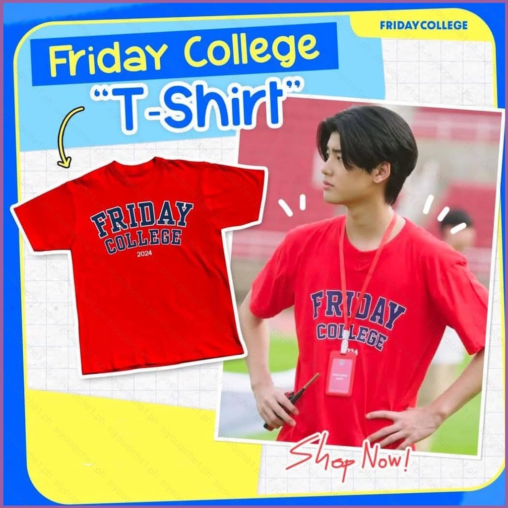 SY1 Love Sick the Series 2024 FRIDAY COLLEGE PUN NO เสื้อยืดฤดูร้อนแขนสั้นด้านบน