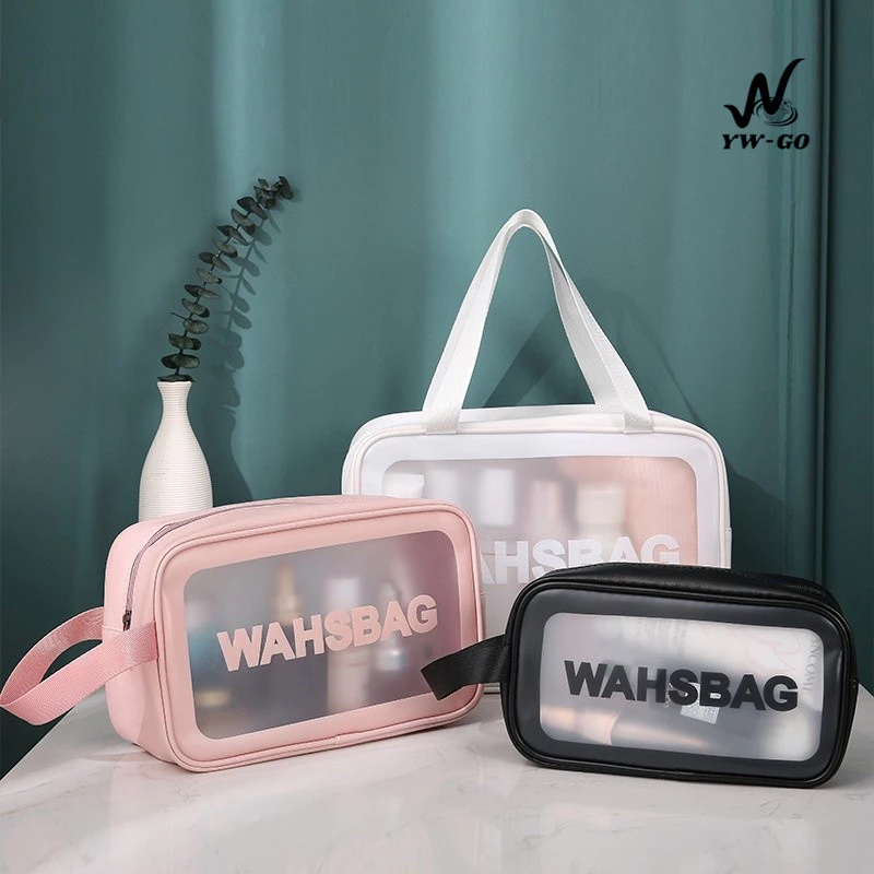 💟YW GO💟พร้อมส่ง💟 กระเป๋าเครื่องสําอาง กระเป๋าแต่งหน้าแบบใส กระเป๋ากันน้ำ มีซิป G3020