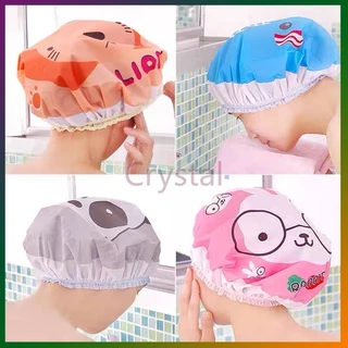 Crystal หมวกคลุมผมอาบน้ํา หมวกผมลายการ์ตูน พลาสติก กันน้ำ แบบหนา