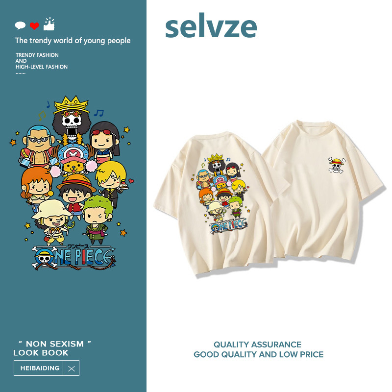 SELVZE（จัดส่งตลอด 24 ชั่วโมง） Printed T-shirt，เสื้อยืดแขนสั้นผ้าฝ้ายตัวการ์ตูนน่ารักพิมพ์ P001397
