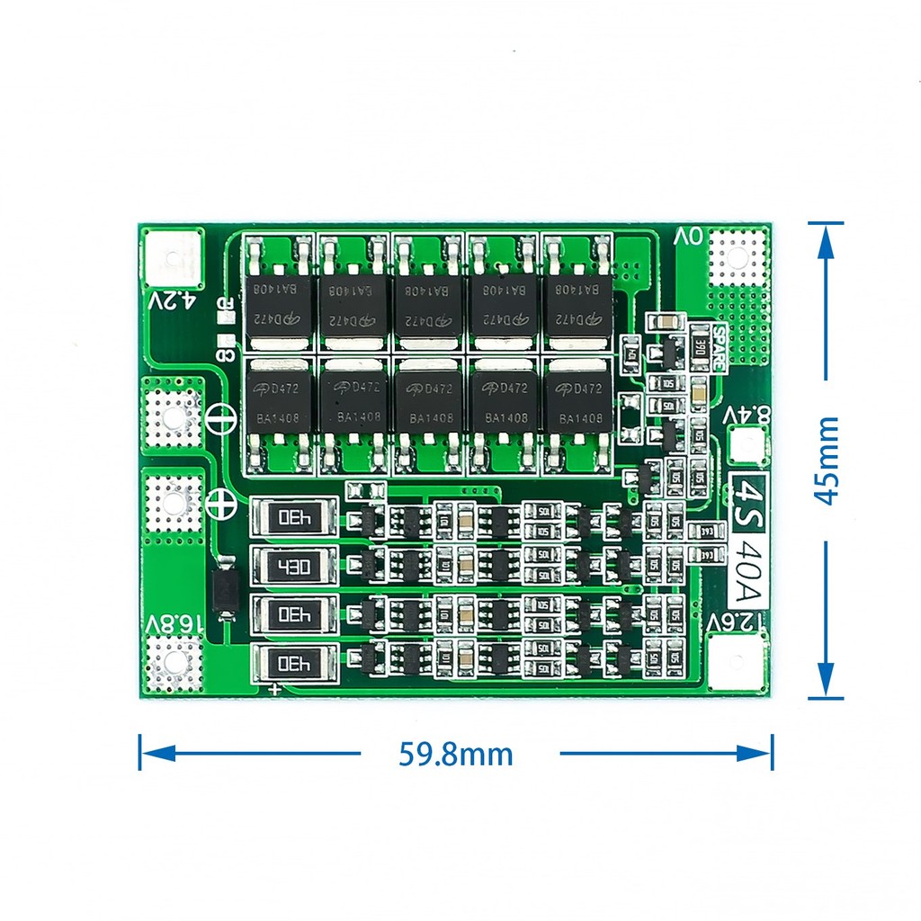 3s/4s 40A 60A Li-ion แบตเตอรี่ลิเธียม Charger ป้องกัน 18650 BMS สําหรับมอเตอร์เจาะ 11.1V 12.6 V/14.8 V 16.8 V เสริม/Balance ราคา ถูกที่สุด ดีลบีเคเค แกลเลอรีภาพที่ 4