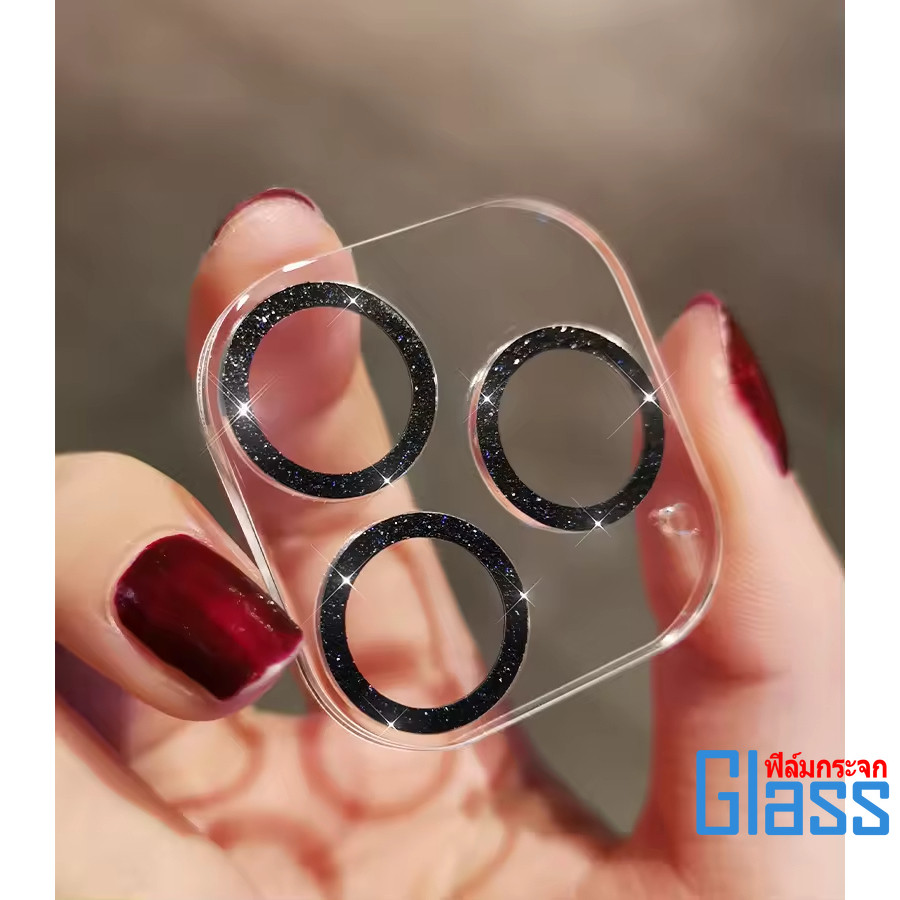 ฟิล์มกล้อง ใช้สำหรับ iPhone 17 16 15 14 Pro Max 12 11 Pro Max 13 Pro Max Mini ฟิล์ม กระจก เพชรแฟลชรุ่นใหม่ คลุมกล้อง - รูปที่ 3