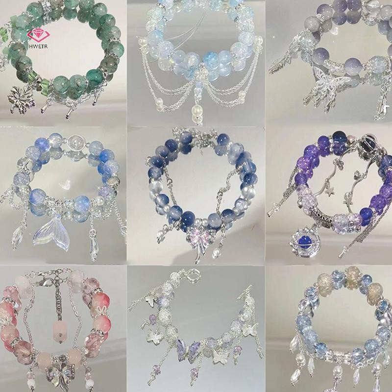Hwetr แฟชั่นและอเนกประสงค์เลียนแบบ Pearl Star สร้อยข้อมือลูกปัดผู้หญิง Retro ความงามจี้สร้อยข้อมือโซ่คู่เครื่องประดับใหม่