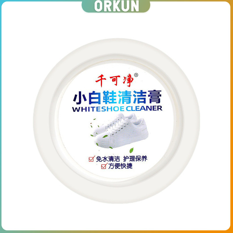 Orkun ครีมขัดรองเท้า 120g น้ำยาขัดรองเท้าขาว ไม่ต้องล้าง พร้อมฟองน้ำสำหรับขัด Shoe Cleaning Cream