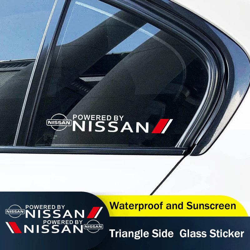 Fit สําหรับ Nissan Navara X-trail D22 Qashqai March Kicks Sunny Almera 1 คู่โลโก้พิเศษ PET รถสามเหลี่ยมด้านข้างกระจกหน้าต่างสติกเกอร์ตกแต่ง