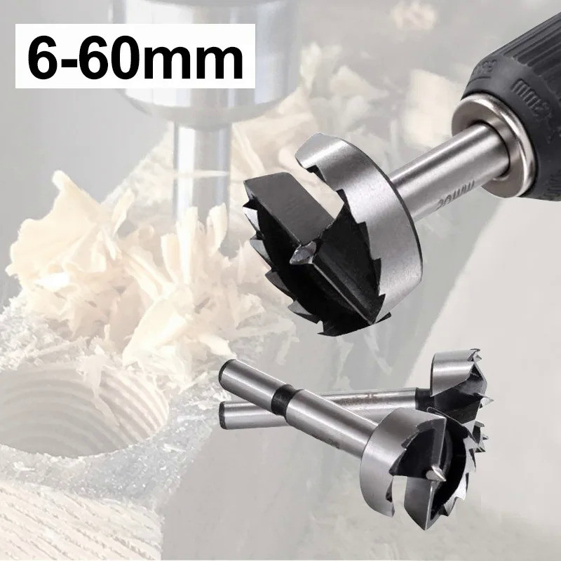 1Pc 6mm-60mm Multi-tooth Forstner Woodworking Tool Hole Saw Hinge Boring Drill Bits Round Shank High