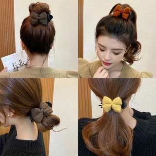 Elegant Woolen Bow Hairpin ผู้หญิงs แฟชั่นเกาหลีด้านหลังหัว Ball Head กิ๊บติดผมเครื่องประดับผม