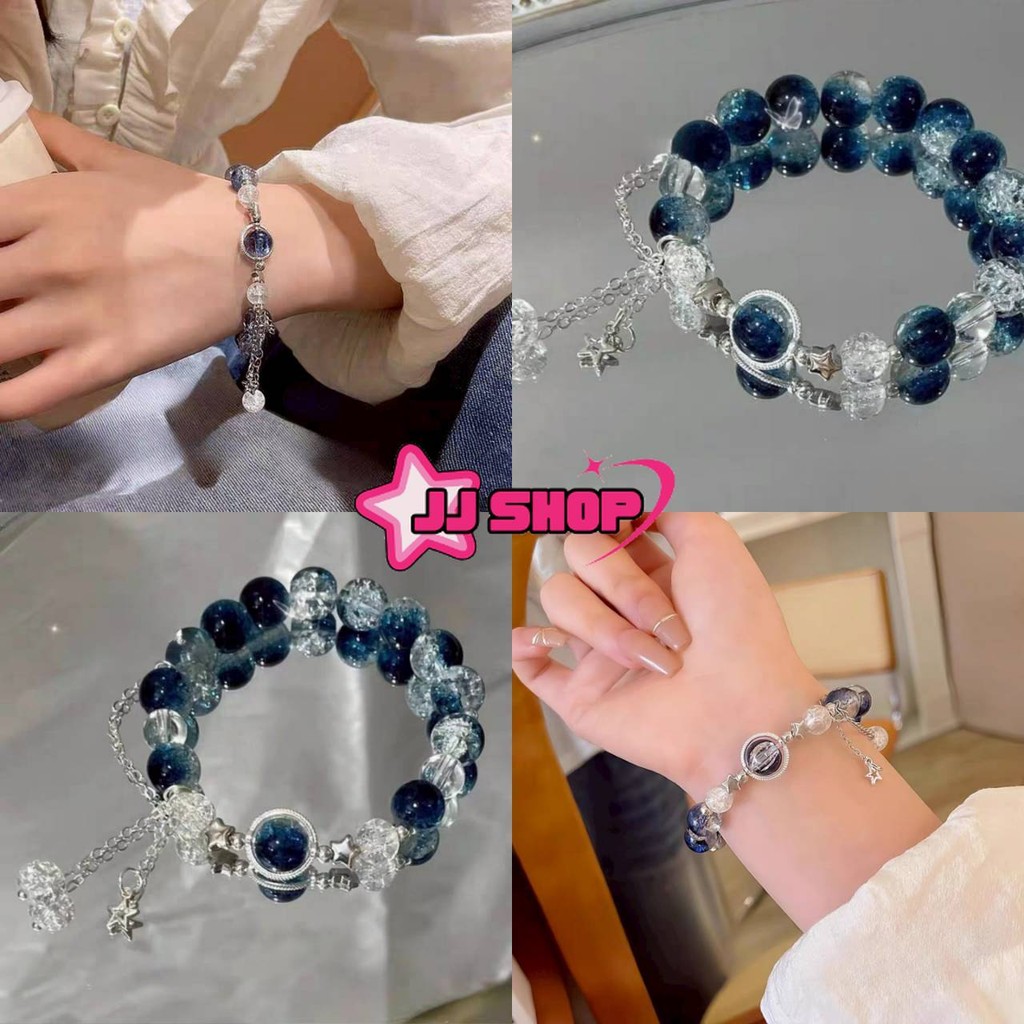 JJ Shop​💜พร้อมส่ง กำไรข้อมืด ลายหินสีน้ำเงินฟ้าไล่ น่ารักๆ น่ารักใส่สบาย "BRL-5"