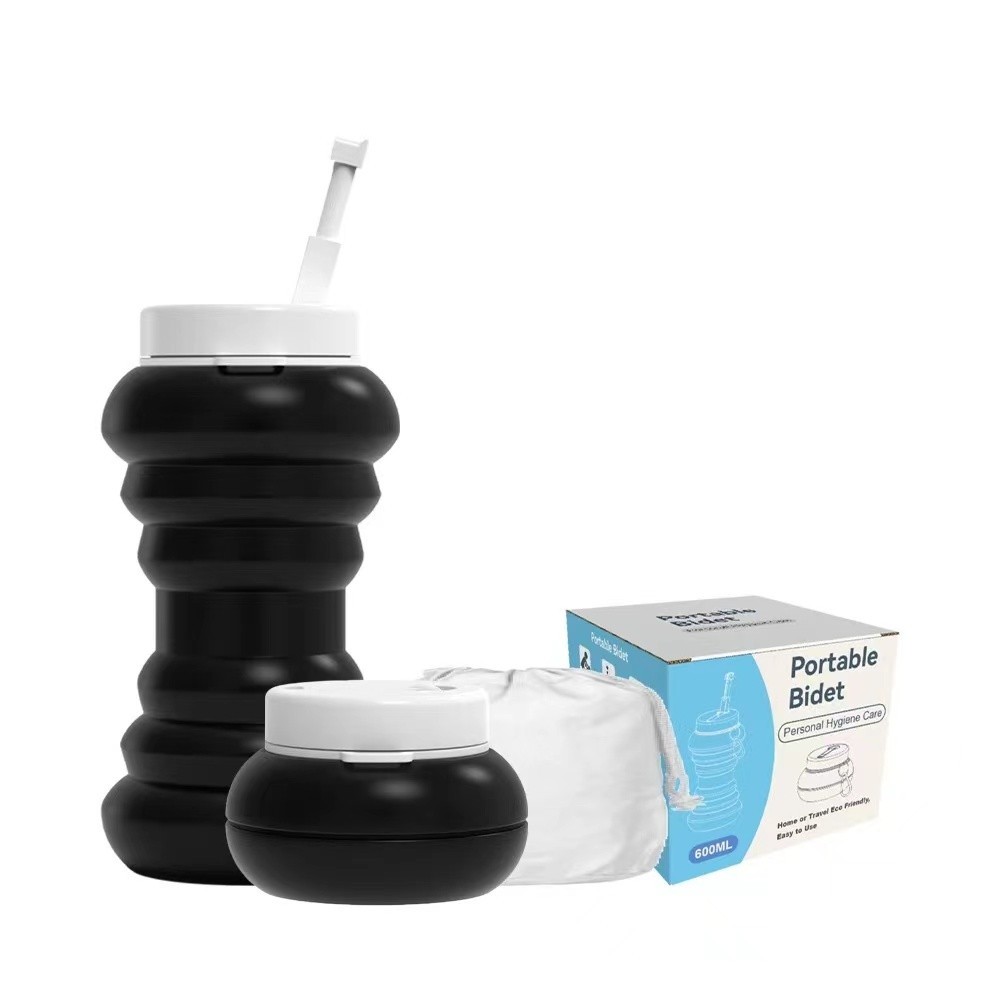 แบบพกพา Bidet Travel-Collapsible สําหรับสุขอนามัยส่วนบุคคลทําความสะอาด 600ml พับ Travel Shattaf Bidet ห้องน้ํา Sprayer