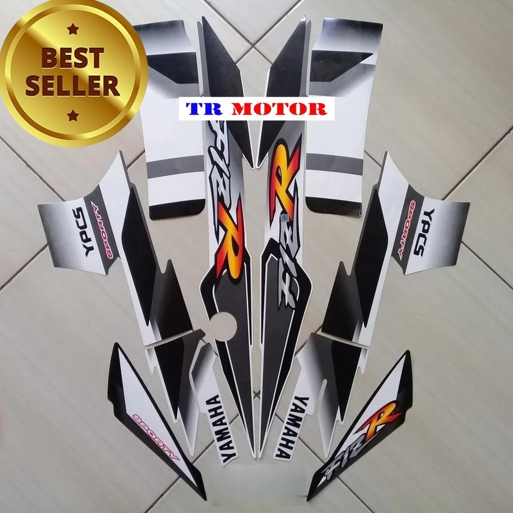 Striping Sticker Polet List Motor Yamaha F1ZR Fizr FIZ R F1 ZR 2000 2001 สีขาวสีดํารายการ Body Stand