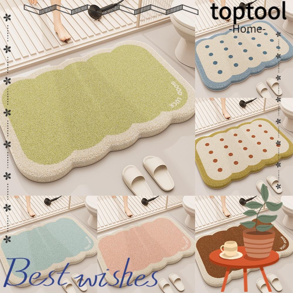 TOPTOOL พรมแคชเมียร์เลียนแบบ, ผ้าห่มเตียงนุ่มดูดซับ, ตุ๊กตากันลื่นทนทาน 40x60 ซม. พรมปูพื้นห้องน้ํา