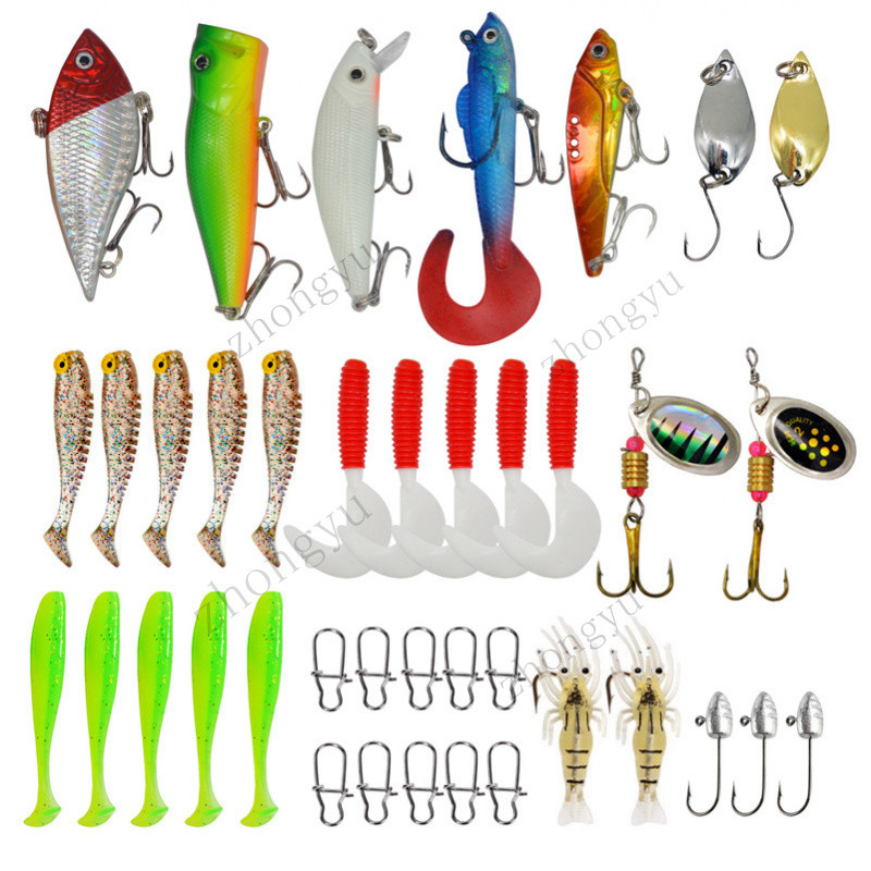 109 ชิ้น/เซ็ตคลาสสิกเหยื่อปลอมน้ําทะเลน้ําจืดเลื่อมเหยื่ออ่อนเรย์กบ Minnow เหยื่อชุดตกปลา - รูปที่ 7