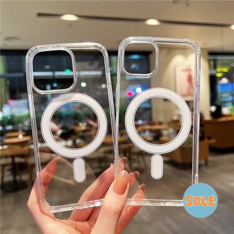 แม่เหล็ก เคสใสกันกระแทก เคสสําหรับไอโฟน11 เคสชาร์ได้ สำหรับ IPhone 16 13 15 7Plus 14 12 11 Pro MAX 8 6 7 6S Plus