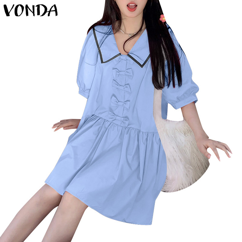 VONDA ชุดเดรส A-Line สไตล์เกาหลีสําหรับผู้หญิง