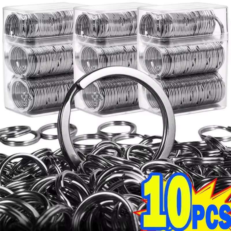 10ชิ้น25มิลลิเมตรขัดเศษไม้รอบเส้นแบนแยกพวงกุญแจสําหรับเครื่องประดับทํา-โลหะพวงกุญแจเปล่า