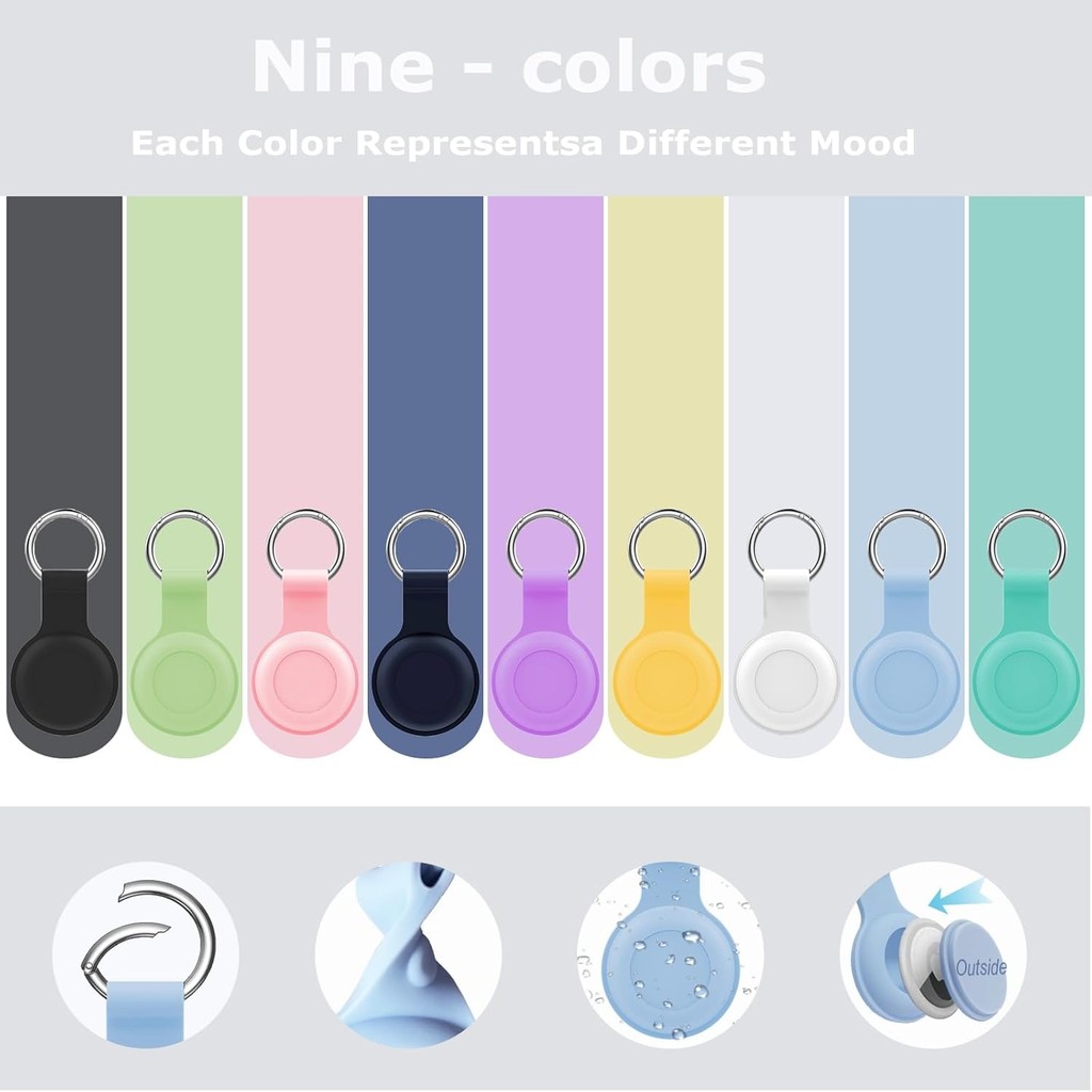 เคสกันน้ําสําหรับ Airtag, ที่ใส่พวงกุญแจแท็กอากาศเข้ากันได้กับ AirTags, เคสป้องกันป้องกันรอยขีดข่วนที่ทนทานเป็นพิเศษพร้อมพวงกุญแจ/สายคล้องสําหรับกระเป๋าเดินทาง, กระเป๋าเป้, สุน