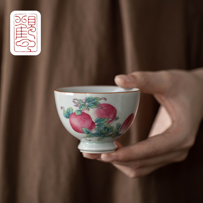 [Guanyun] Retro Shoutao Master Cup ชาดื่มส่วนบุคคลถ้วยเดียวถ้วยโคล่าเซรามิกในครัวเรือนชุดน้ําชาความจ