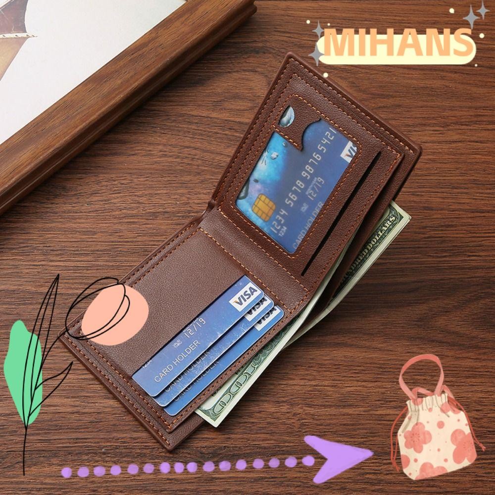 MIH กระเป๋าชาย,กระเป๋าสตางค์หนัง PU ความจุขนาดใหญ่ขนาดเล็ก,หนัง PU แบบพกพา 3 สีกระเป๋าใส่เหรียญเงินบางผู้ชาย