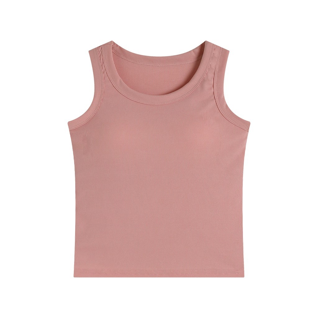เสื้อกล้ามมีบราในตัว เสื้อกล้ามลำลอง เบสิก สีพื้นเปิดไหล่ สำหรับสตรี นุ่มและใส่สบาย