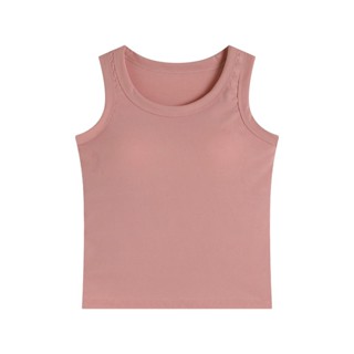 เสื้อกล้ามมีบราในตัว เสื้อกล้ามลำลอง เบสิก สีพื้นเปิดไหล่ สำ…