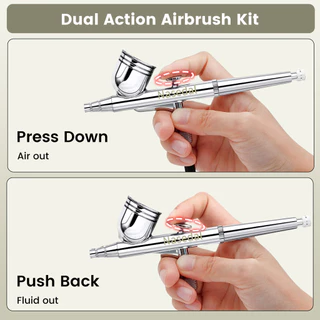 Nasedal 0.3 มม.Dual Action Airbrush Compressor Kit Sprayer สําหรับแต่งหน้า Body Tattoo Nail Art เค้กตกแต่งสีเครื่องมือ