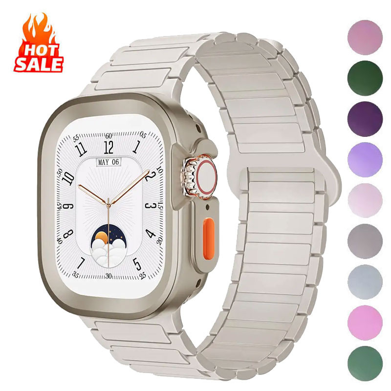 สายรัดแบบห่วงแม่เหล็ก + เคสซิลิโคนสําหรับ Apple Watch 42/46/44/40/49 มม.45 มม.41 มม.IWatch Series 10 9 8 7 6 5 4 3 SE Ultra