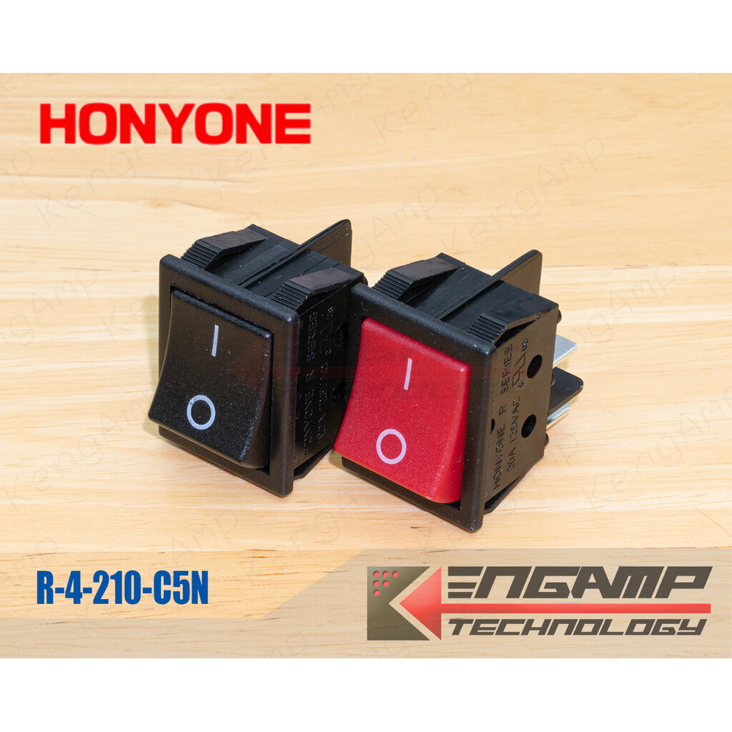 (1ตัว) [SW] HONYONE R-4-210-C5N-BB 20A/125V 22A/250V ขนาด 25x30.5mm ช่องใส่ควรมีขนาด 22x28mm