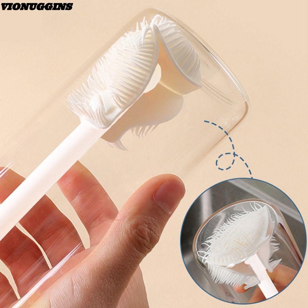 VIONUGGINS แปรงถ้วย แปรงขัดแก้วซิลิโคนด้ามยาว แปรงขัดขวดแก้วไวน์เครื่องดื่ม