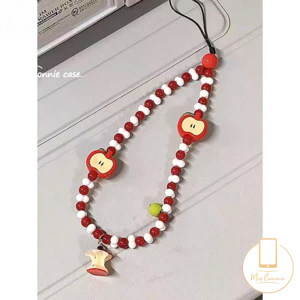 อินเทรนด์น่ารักการ์ตูนผลไม้สดแกนอุปกรณ์เสริมสากลเคสโทรศัพท์สร้อยข้อมือสีแดงประดับด้วยลูกปัดโบว์ปมพวงกุญแจตกแต่งแฟชั่นเชือกแขวนใ - รูปที่ 4