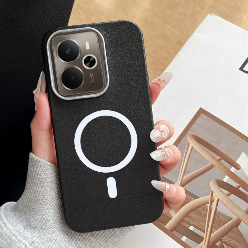 สําหรับ OPPO Realme 14 5G / Realme 14T 5G ปลอกโทรศัพท์ซองหนังพร้อมสติกเกอร์ชาร์จไร้สายแม่เหล็ก