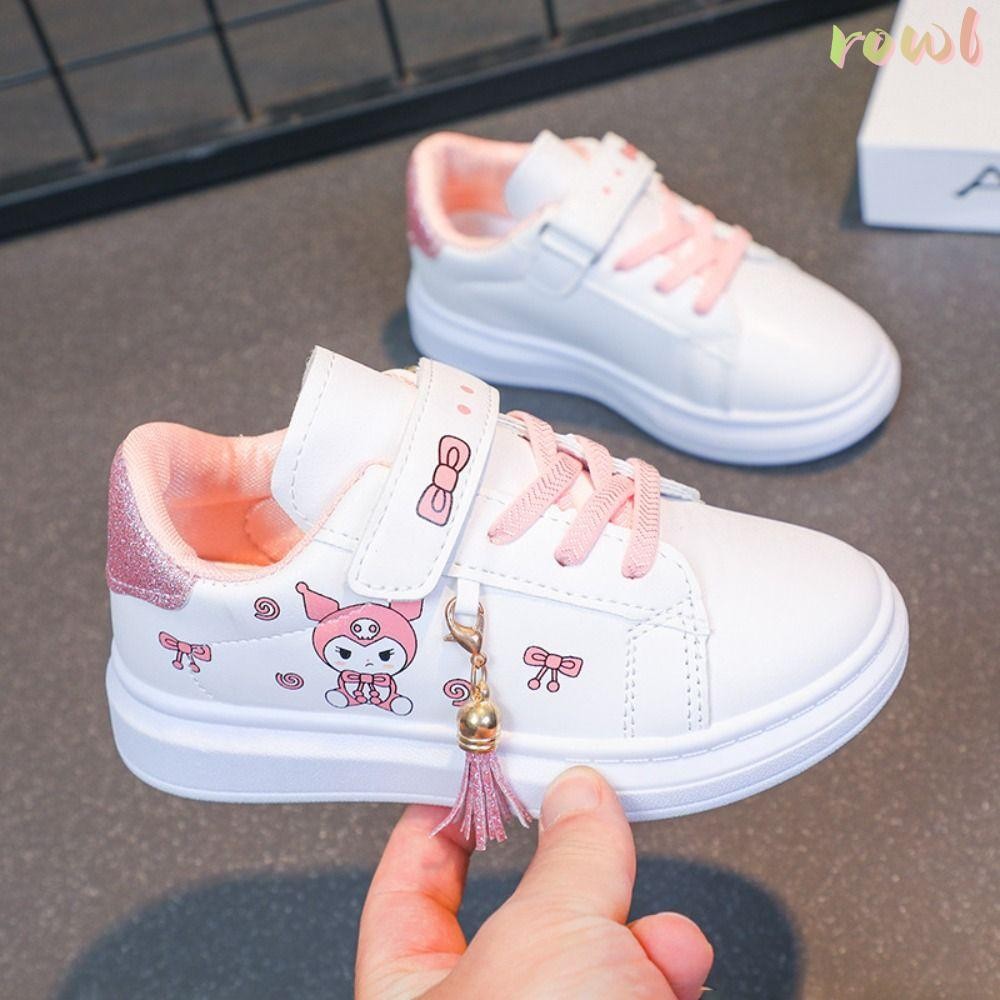 SANRIO ร็อคล์ รองเท้าผ้าใบแฟชั่นเด็กผู้หญิง, ซานริโอ การ์ตูน คุโรมิ รองเท้าลําลองเด็ก, ป้องกันการลื่นไถลฤดูใบไม้ผลิและฤดูใบไม้ร่วงกันน้ํารองเท้ากระดานเด็กนักเรียนประถม