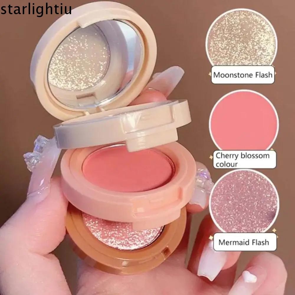 ESTHER Blush Palette Contour, Highlighter Powder Long-Lasting Bronzer Glitter Blush, Sunset 3 IN 1 S