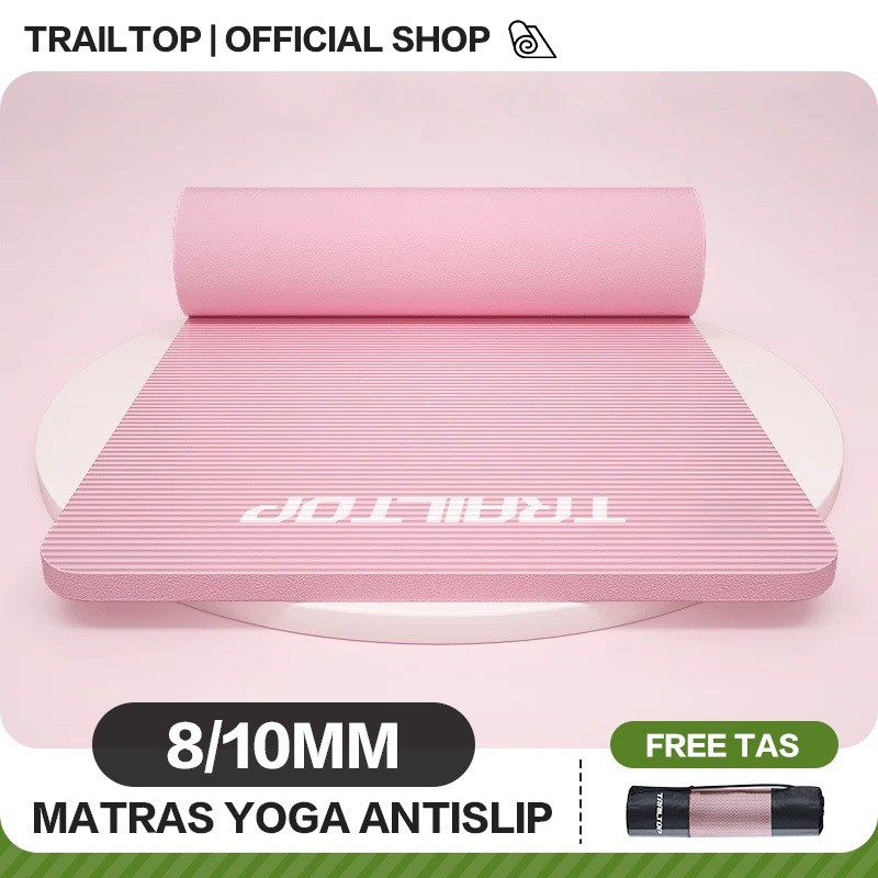 TrailTop เสื่อโยคะ 8/10 มม.หนา NBR Premium Anti-Slip เสื่อโยคะอุปกรณ์ออกกําลังกายที่บ้าน