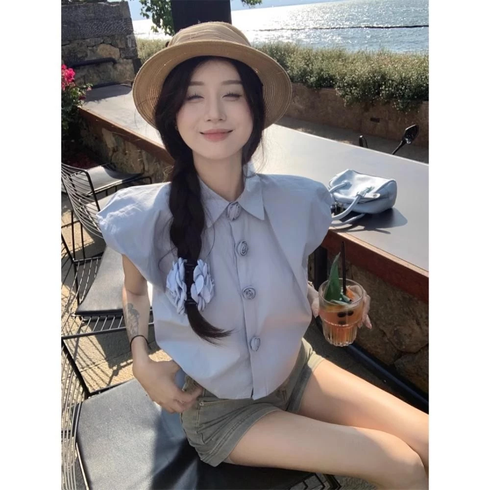 ohho w590 เสื้อเชิ้ตแขนพอง ลายดอกไม้ สไตล์จีน thumbnail 5