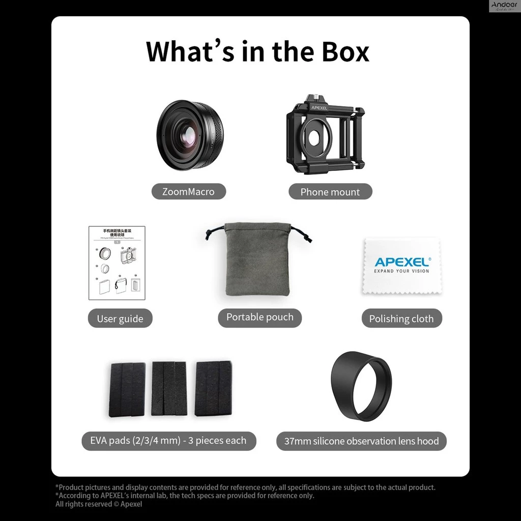 Apexel APL-ZM100 Universal Macro เลนส์สําหรับโทรศัพท์อลูมิเนียม 10X-20X ขยาย F1.05 รูรับแสงขนาดใหญ่พร้อมโทรศัพท์สําหรับ iephone 15/14/13/12 สมาร์ทโฟน Android thumbnail 3