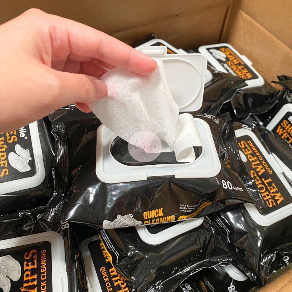 Set 1/3/5 ห่อ Shoe Wet Wipes แผ่นเช็ดรองเท้า แบบใช้แล้วทิ้ง ไม่ต้องล้างน้ำ ไม่ทำลายพื้นผิวรองเท้า ห่อ 80 แผ่น พร้อมส่ง!!