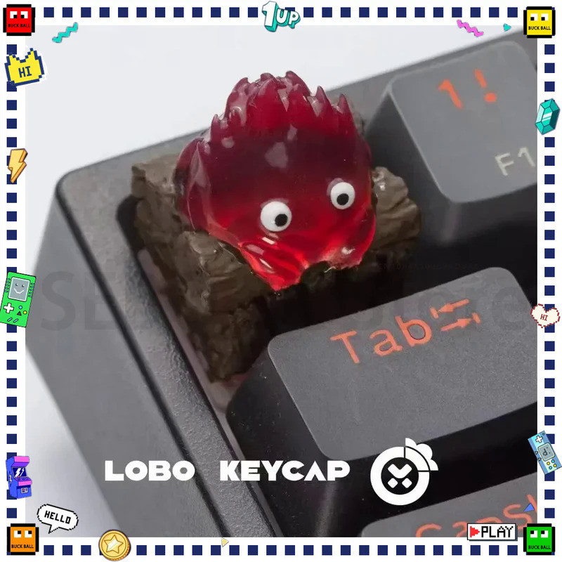 Calcifer Mechanical Keyboard Keycaps Creative Kawaii Keycap Cartoon Original Design Keycap For Keybo