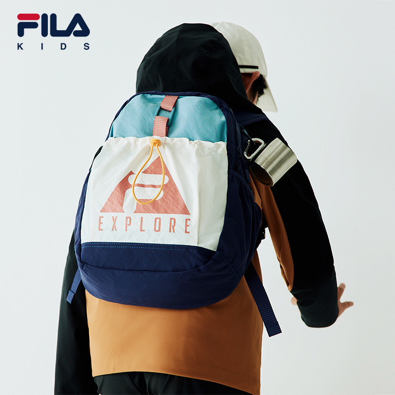 กระเป๋าเป้สะพายหลังกลางแจ้ง FILA KIDS FILA กระเป๋าเป้สะพายหลังเด็ก 2024 ฤดูใบไม้ร่วงชายหญิงเด็กกีฬาก