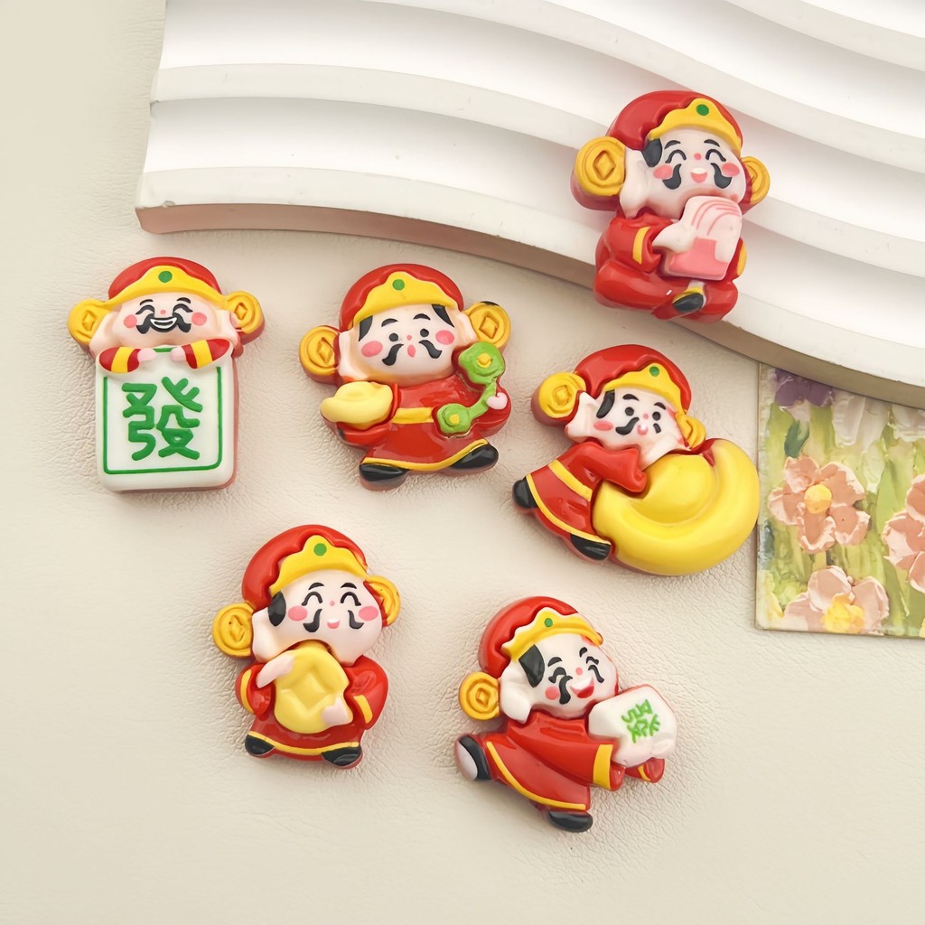 ปีใหม่ปีใหม่ตรุษจีนเทพเจ้าแห่งความมั่งคั่งแท่งเรซิน DIY อุปกรณ์เสริมขายส่งมือ DIY ครีมกาวเคสโทรศัพท์เชือกหัว