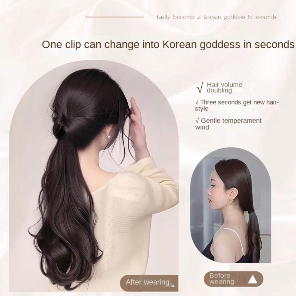 ออกัสติน ยาวหยักกรงเล็บผมหางม้า,หยิกสไตล์เกาหลีผมหางม้าผมหางม้า,วินเทจธรรมชาติต่ําผมหางม้าปลอมหัวบอลวิกผมสาว - รูปที่ 4