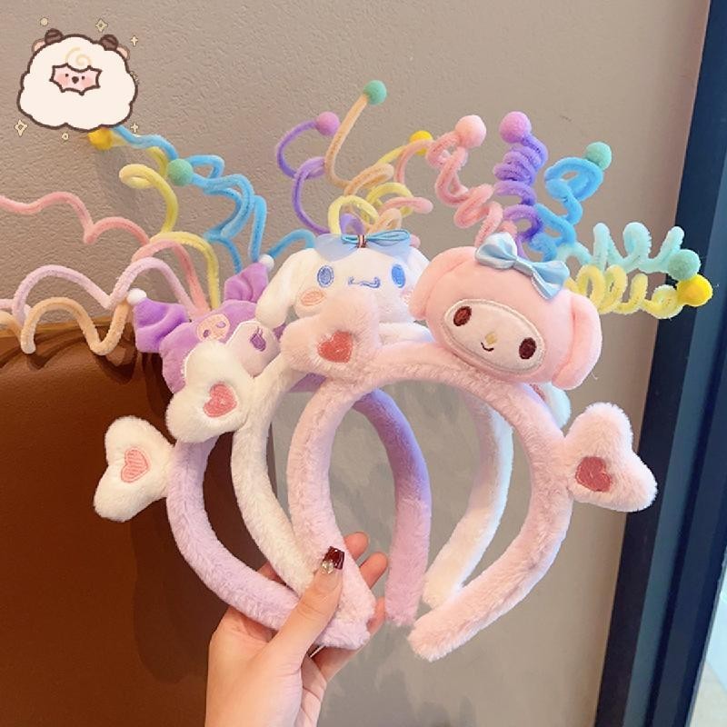 [CFH]การ์ตูนKuromi Mymelody Cinnamoroll Plush Twist BarผมวงLolita Headwearคอสเพลย์Propตุ๊กตาผมวง