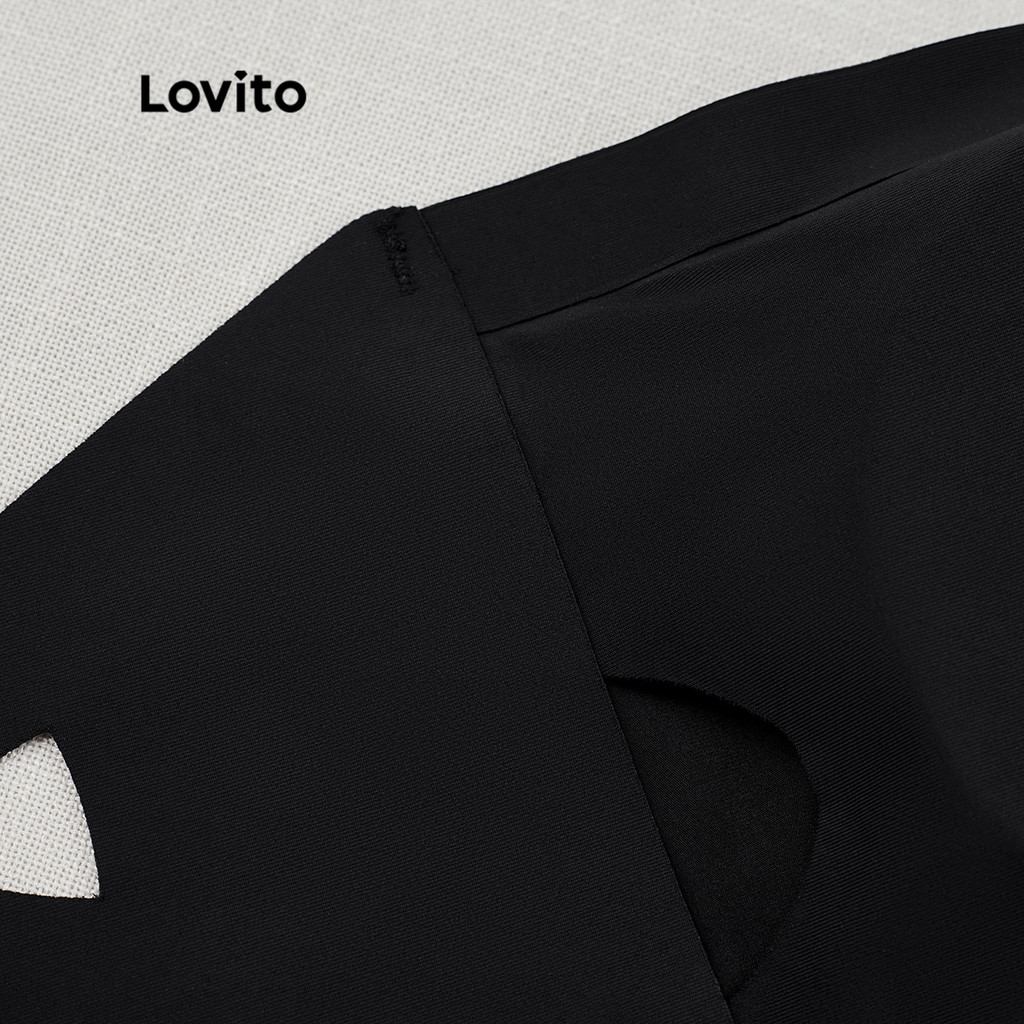 Lovito บราเกาะอก ไร้รอยต่อ เรียบหรู พร้อมแผ่นถอดออกได้ L26AD120 (สีแอปริคอท/ขาว/ดํา)