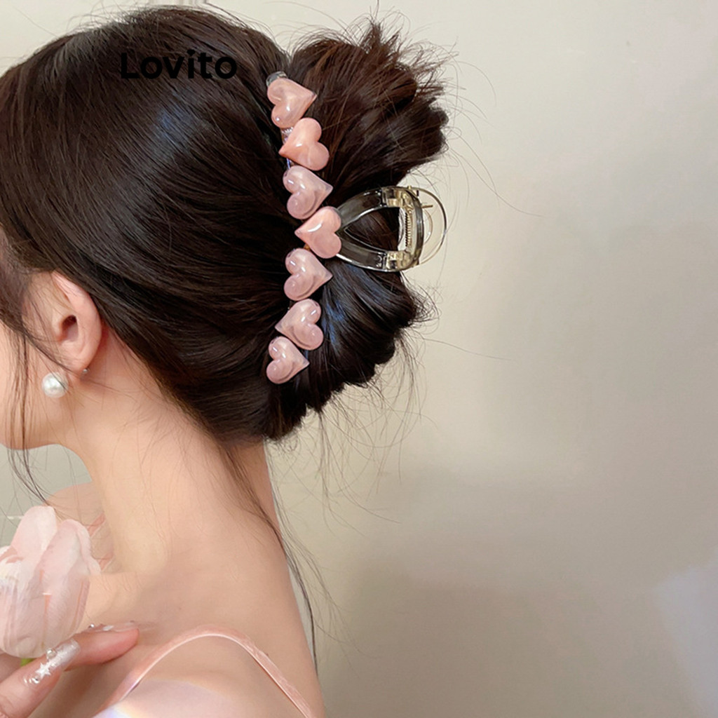 Lovito คลิปหนีบผม รูปหัวใจ สไตล์ลำลอง LFA13546