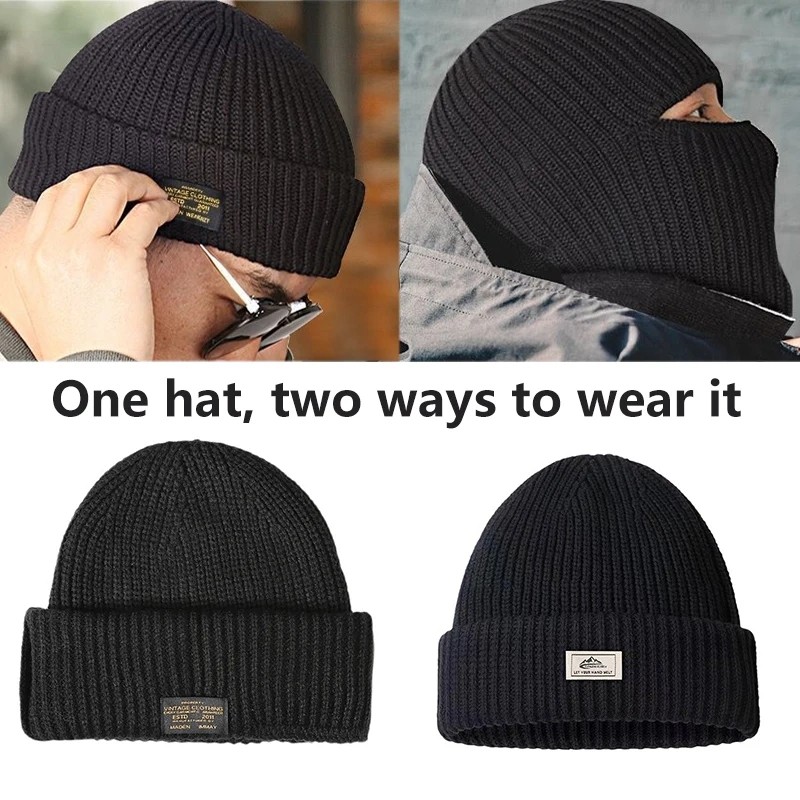 หน้ากาก Beanies ผู้ชายฤดูหนาว Balaclava หมวกถัก Full Face Ski Bonnet ขี่จักรยาน Earmuffs หมวกถัก