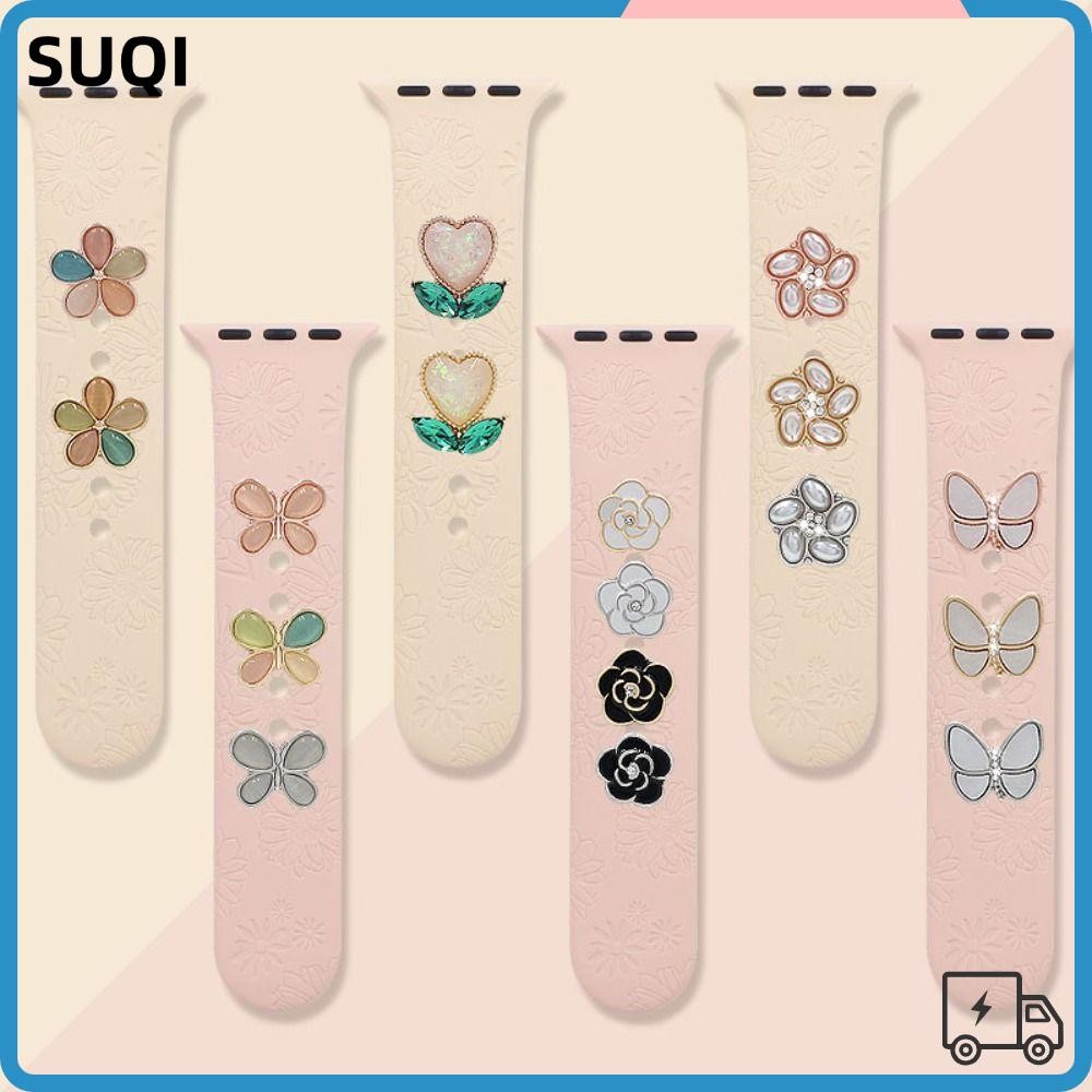 Suqi เครื่องประดับ เข็มกลัดเพชร สร้างสรรค์ สําหรับตกแต่งสายนาฬิกาข้อมือ Iwatch