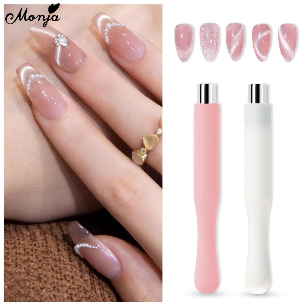 Monja เล็บแม่เหล็ก Stick ซิลิโคน 3D Cat Eye Magnetic Rod Strong Effect แม่เหล็กเล็บออกแบบเครื่องมือ