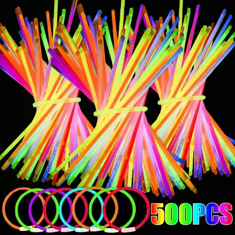 100/300/500 ชิ้นหลายสี Bendable Party Glow Sticks - DIY Night เรืองแสงสร้อยข้อมือสร้อยคอ Glowsticks